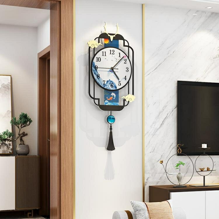 掛鐘 新中式鐘錶掛鐘客廳時尚網紅掛錶個性創意藝術時鐘餐廳掛牆石英鐘