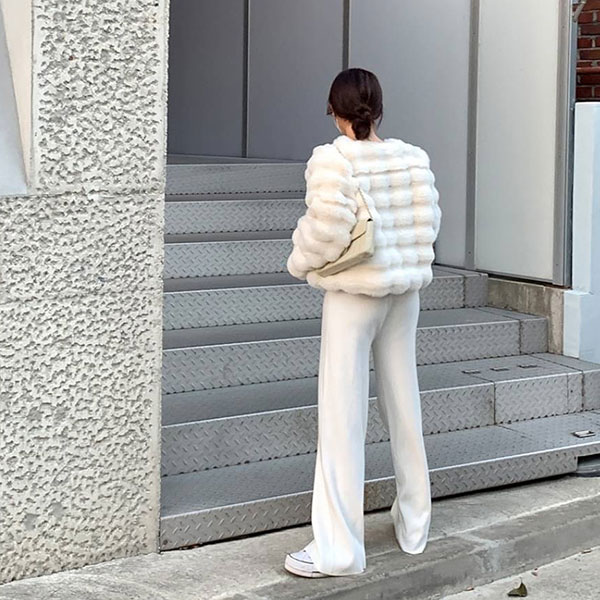 ANNAS 正韓 立體多層次 毛毛外套 大衣 罩衫 皮草 外搭 毛外套 浮誇 貴婦 名媛 性感 婚宴 韓劇 厚外套 白黑 韓國 6