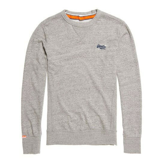 跩狗嚴選 正品 極度乾燥 Superdry Sweatshirt Logo 圓領 棉T 純棉 薄款 長袖 素T 淺灰