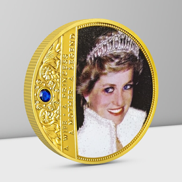 戴安娜王妃人物硬幣收藏 英國公主小禮品金屬徽章把玩幸運金銀幣 7