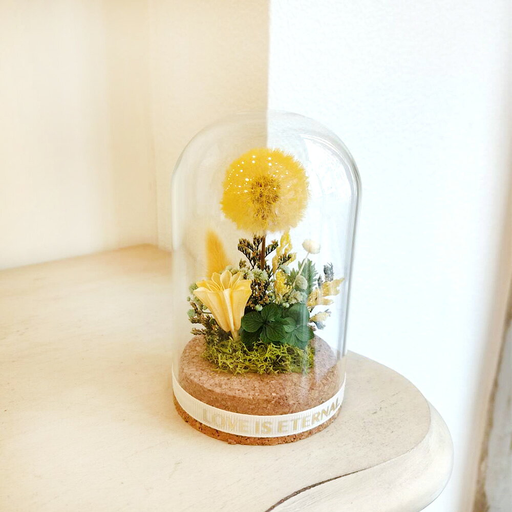 萩蒔花花藝x覓品竹北手作店-乾燥花x永生花創作橢圓玻璃花盅-幸福蒲公英-共2色 1