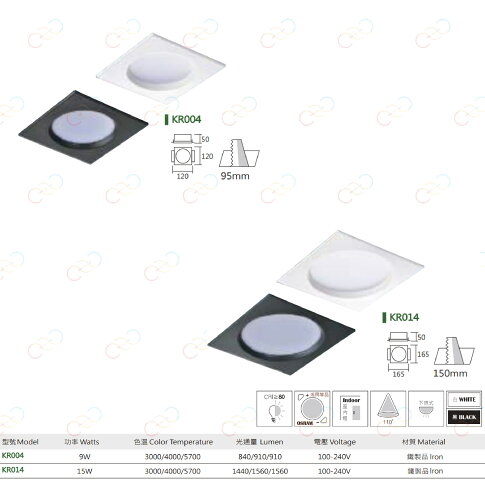 KAOS LED 散光型盒燈 9W 15W 散光盒燈 1燈 方型崁燈 投射燈 (A Light) 2