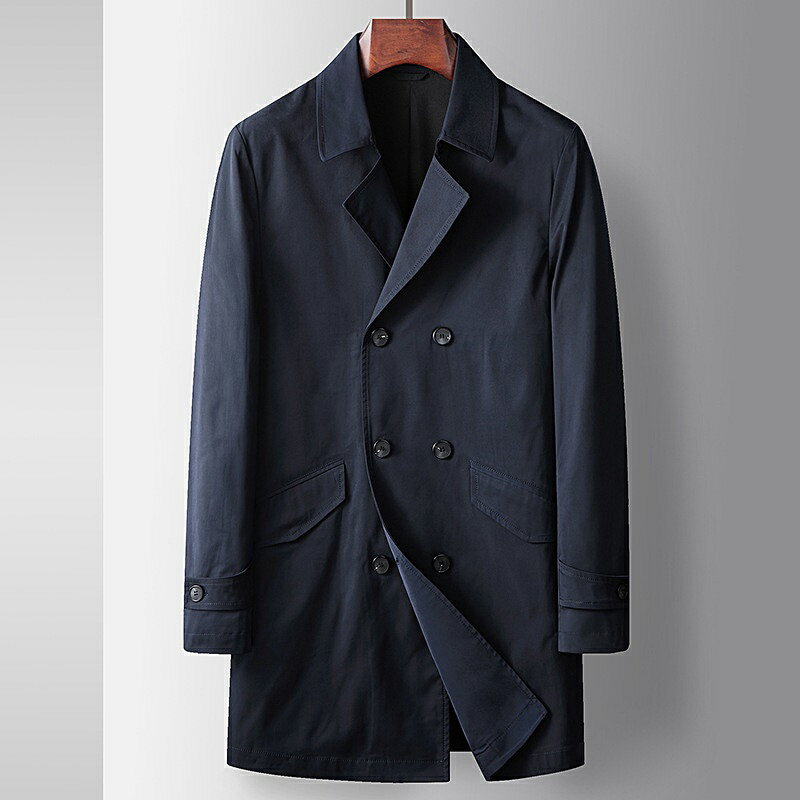 【巴黎精品】現貨+預購 風衣外套休閒大衣-韓系中長版雙排扣春秋男外套3色a1bc34