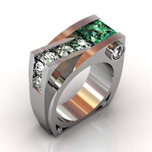 新品wish熱賣新款鑲嵌方形公主戒指 歐美創意幾何祖母綠訂婚指環