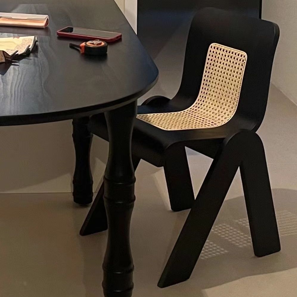 中古輕奢藤編C椅設計師法式家用餐桌椅臥室創意休閒梳妝化妝椅子