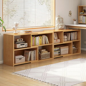 書架 書櫃 書桌 可伸縮書架落地桌邊置物架矮書櫃家用飄窗小櫃子儲物櫃桌下收納櫃
