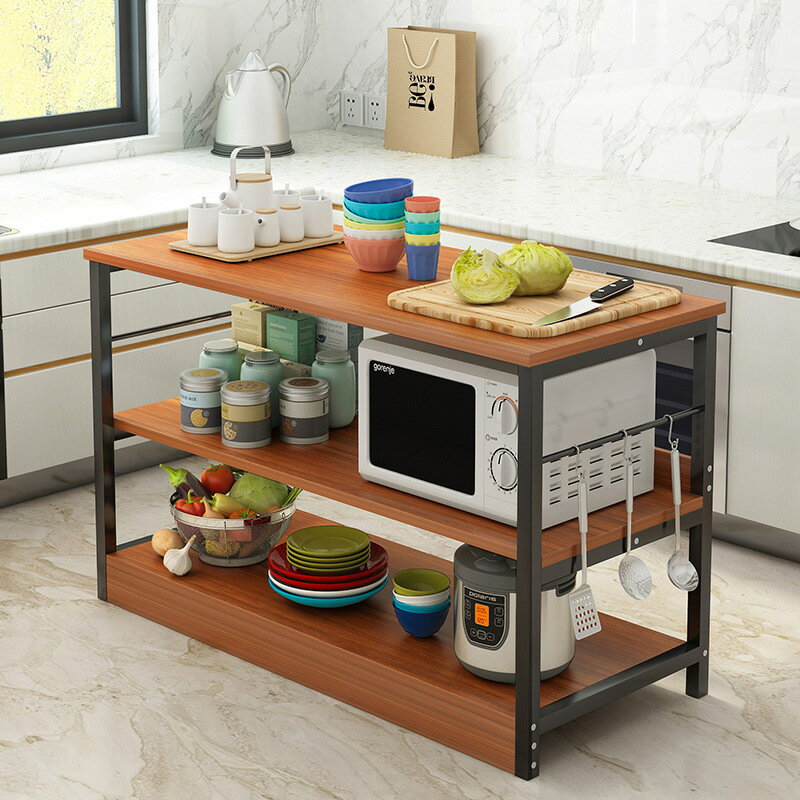 廚房置物架調料架落地多層微波爐架子碗架碗柜家用經濟型省空間