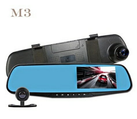 ODEL M3 後視鏡型高清前後雙鏡頭行車記錄器 雙錄影 倒車顯影 140度廣角 (網型)-富廉網