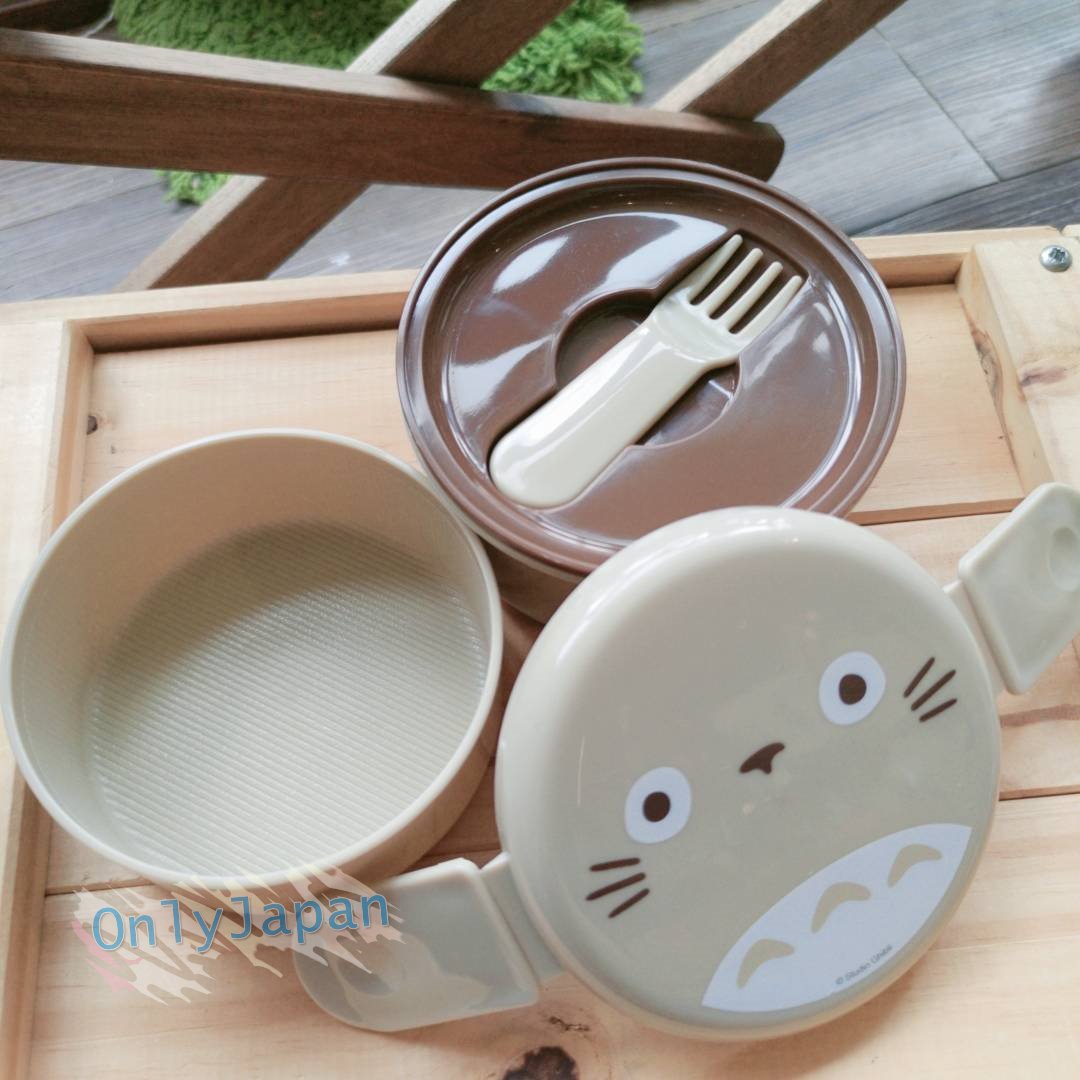 真愛日本 宮崎駿 吉卜力 龍貓 灰龍貓大臉 日本製 圓形 扣式便當盒 雙層便當盒 水果盒 小菜盒 保鮮盒 禮物