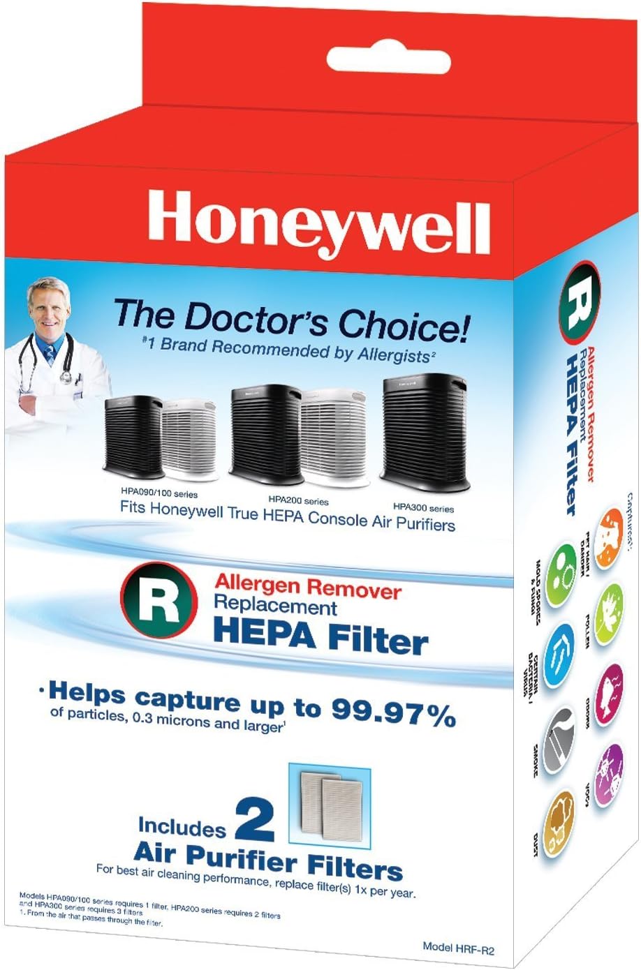 [現貨1組出清dd] Honeywell HRF-R2 HEPA 濾網 2入/盒 適 HPA-100 200 300 5000 空氣清淨機 (TA0)