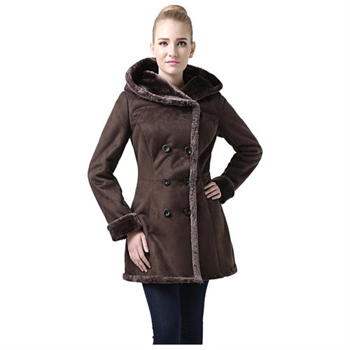 faux shearling coat with hood