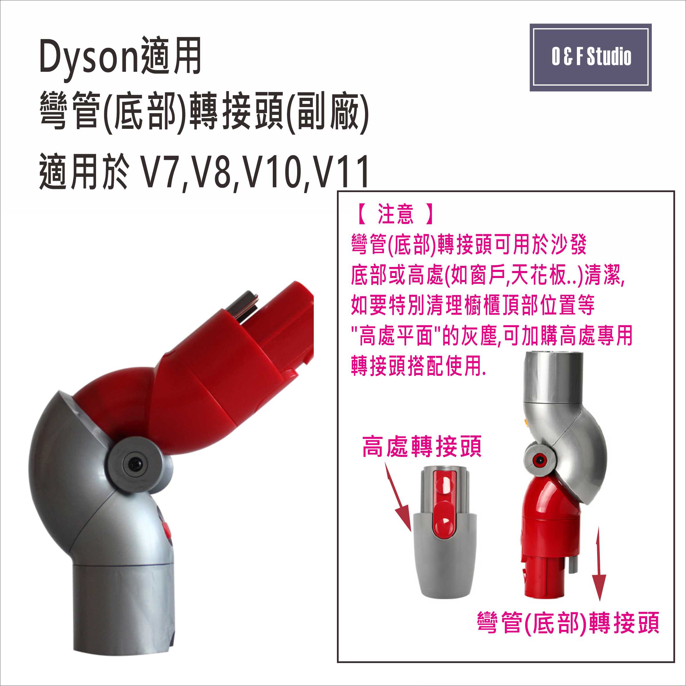 DYSON戴森彎管(底部)轉接頭+高處轉接頭 副廠 台灣現貨 適用於V7 V8 V10 V11 居家達人DS026+30
