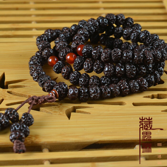 黑色大如意天意子菩提子108顆12mm念珠佛珠手串手鏈念珠項鏈文玩