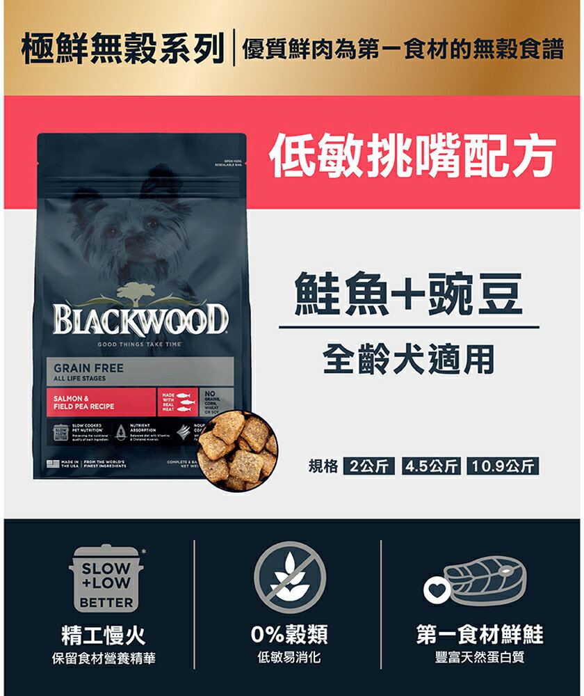 柏萊富天然寵糧【極鮮無穀 低敏挑嘴配方-鮭魚+豌豆】4.5磅/10磅  新包裝 0%穀類-低敏易消化 全齡犬種適用 6