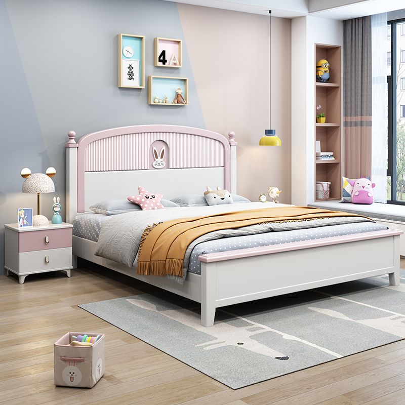 美式實木兒童床女孩粉色公主床1.2米小戶型單人床1.5米雙人儲物床