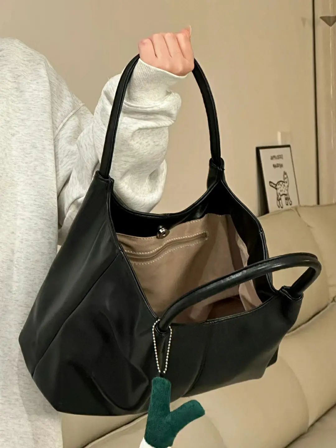 簡約ins通勤軟皮托特包包女2023夏季新款大容量手提單肩腋下包潮