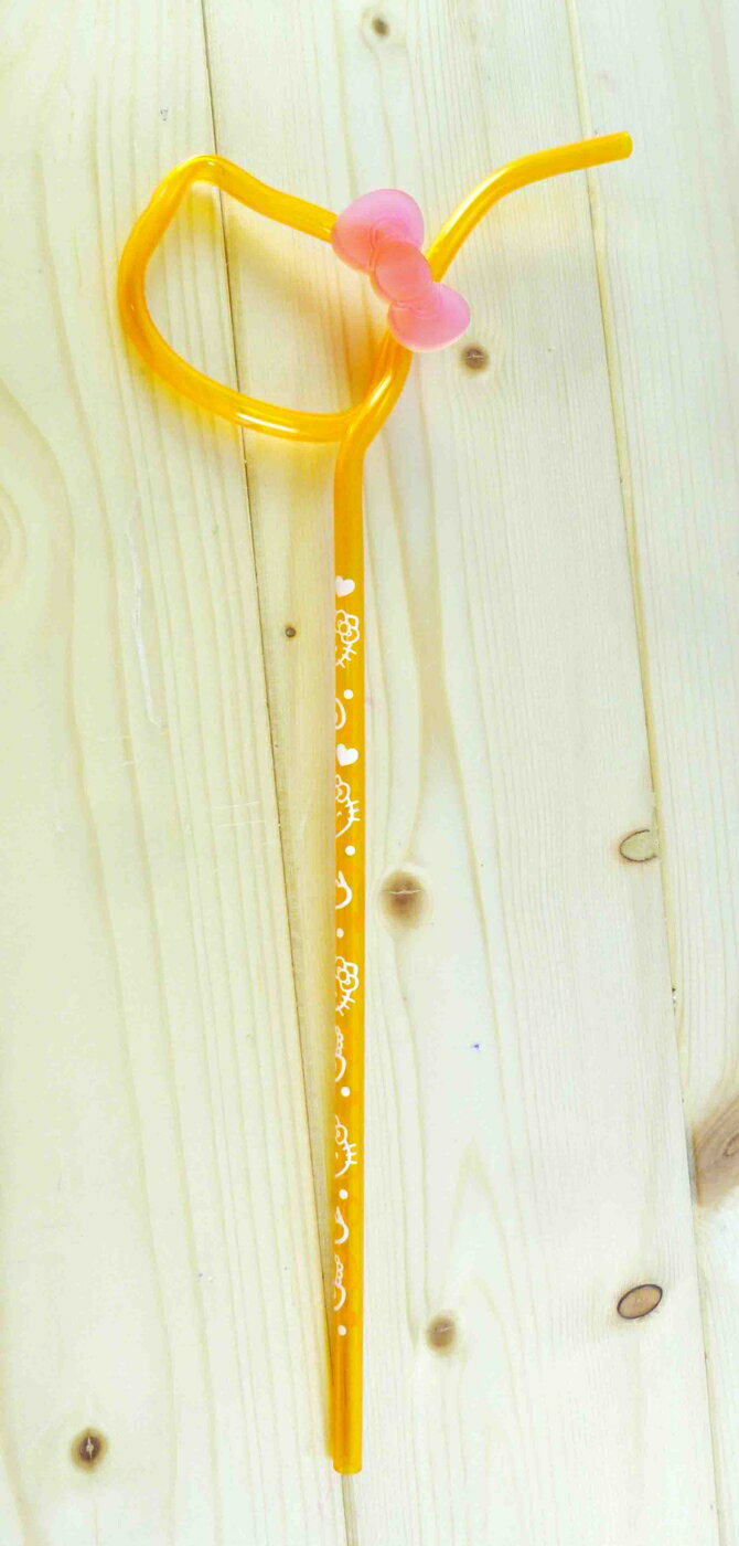 【震撼精品百貨】Hello Kitty 凱蒂貓 HELLO KITTY造型吸管-橘色 震撼日式精品百貨
