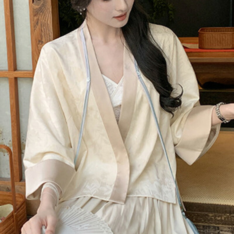 【巴黎精品】現貨+預購 罩衫防曬外套-七分袖提花流蘇堥開襟女外套2色a1gq45