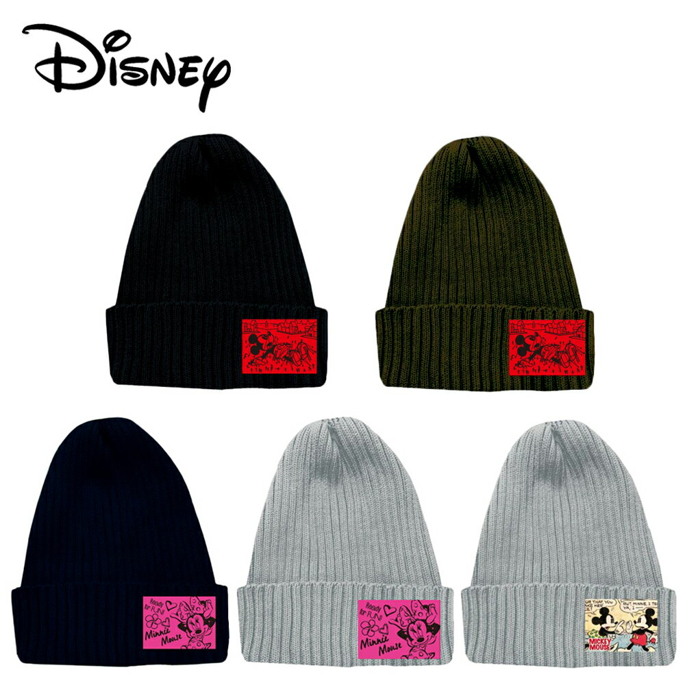 【日本正版】米奇家族 布標毛帽 針織毛帽 螺紋毛帽 毛帽 帽子 米奇 米妮 黛西 迪士尼 Disney