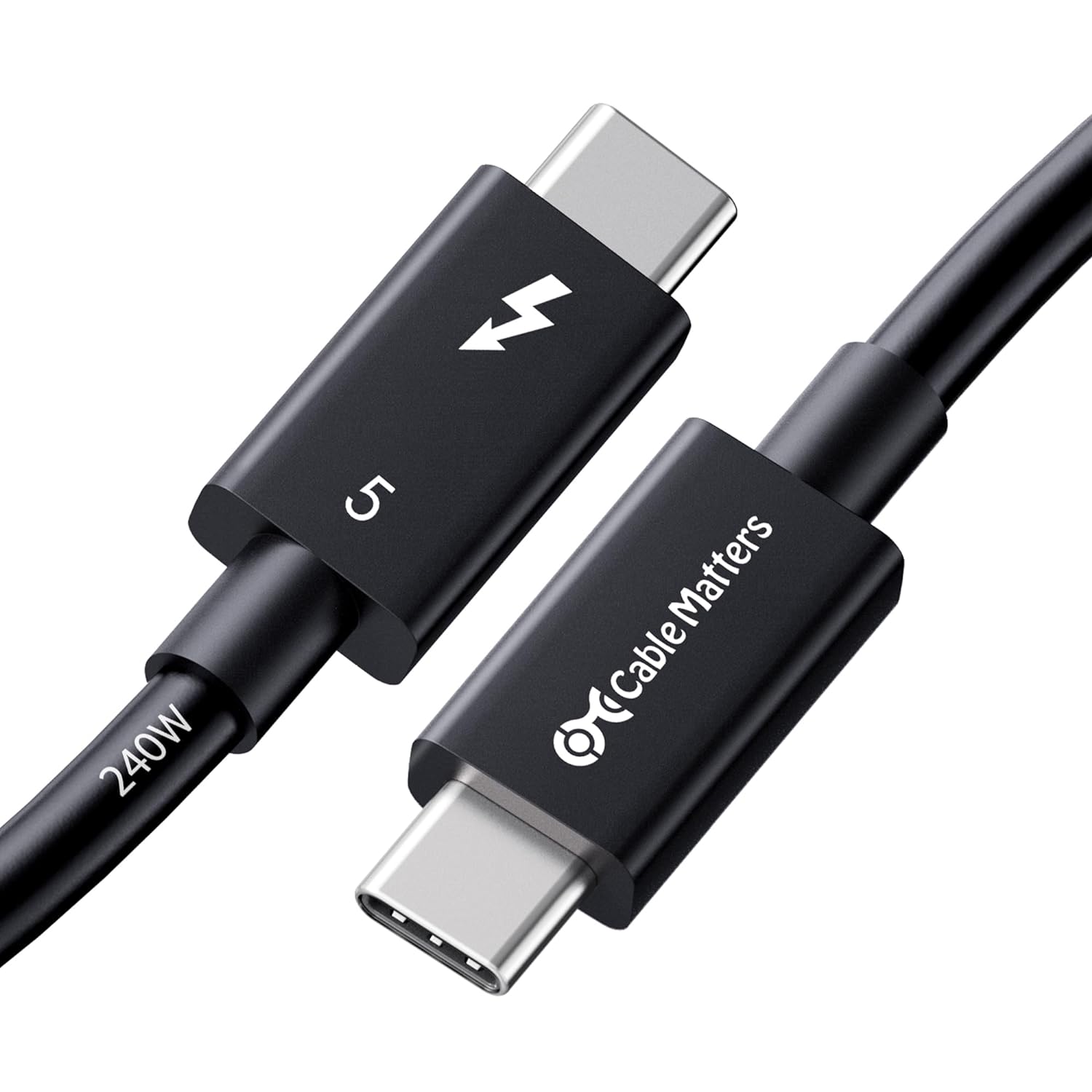 [4美國直購] Cable Matters 107062-BLK-0.3m Thunderbolt 5 80Gbps 傳輸線 240W 充電線 Intel認證線