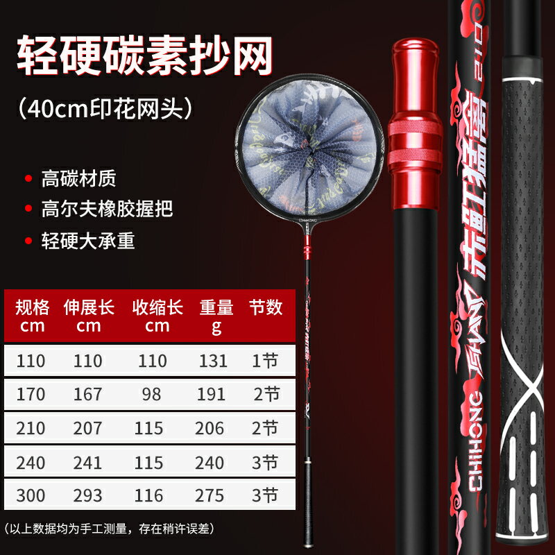 抄網 伸縮抄網 碳素抄網套裝組合全套超輕超硬可伸縮桿竿釣魚網兜撈魚網折疊網頭『cyd12813』