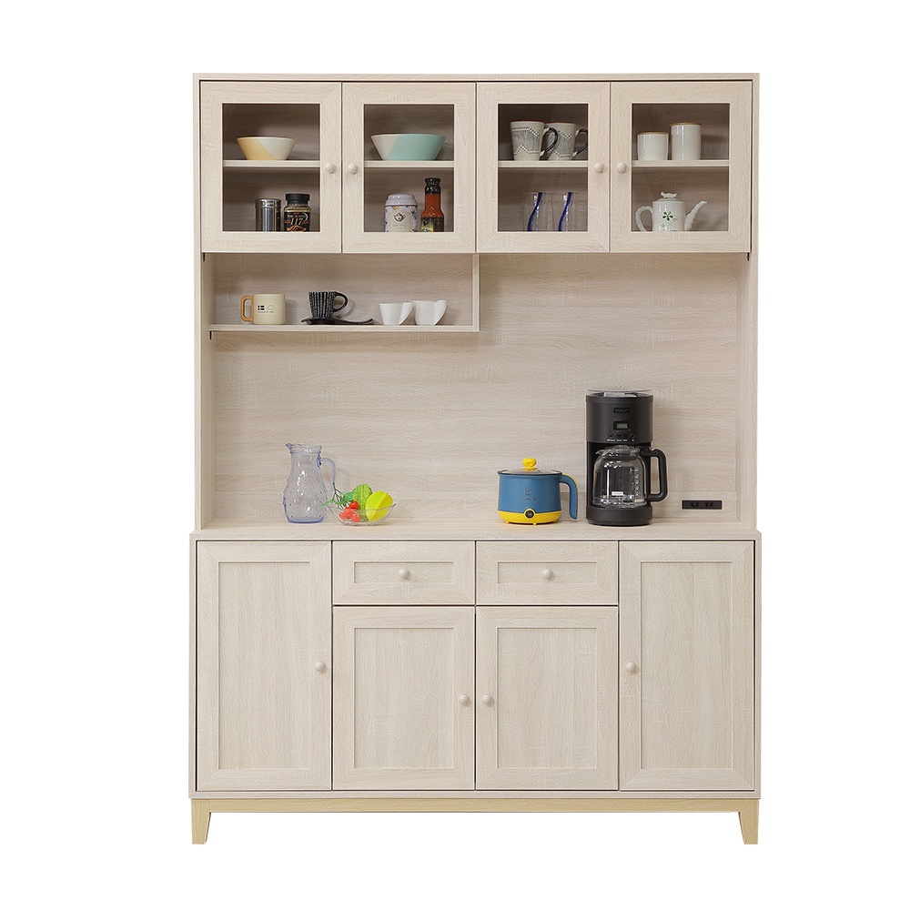 【直人木業】COCO田園奶油風上下櫥櫃組148公分 1