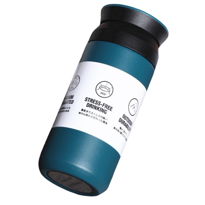 日式304不鏽鋼真空保溫杯-平蓋350ml(藍色) [大買家]