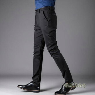 秋季薄款男士休閒褲黑色直筒西裝褲高彈力商務男褲修身長褲子男潮雙11購物節 台北易購生活館 Rakuten樂天市場