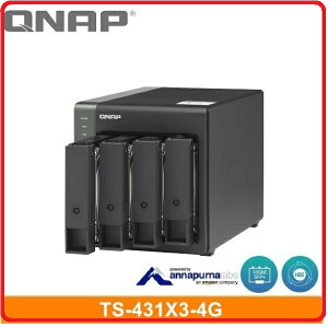 【2023】QNAP 威聯通 TS-431X3-4G NAS 4bay 四核心網路儲存伺服器(不含硬碟) 4Bay/Intel/8G/PCIe 擴充