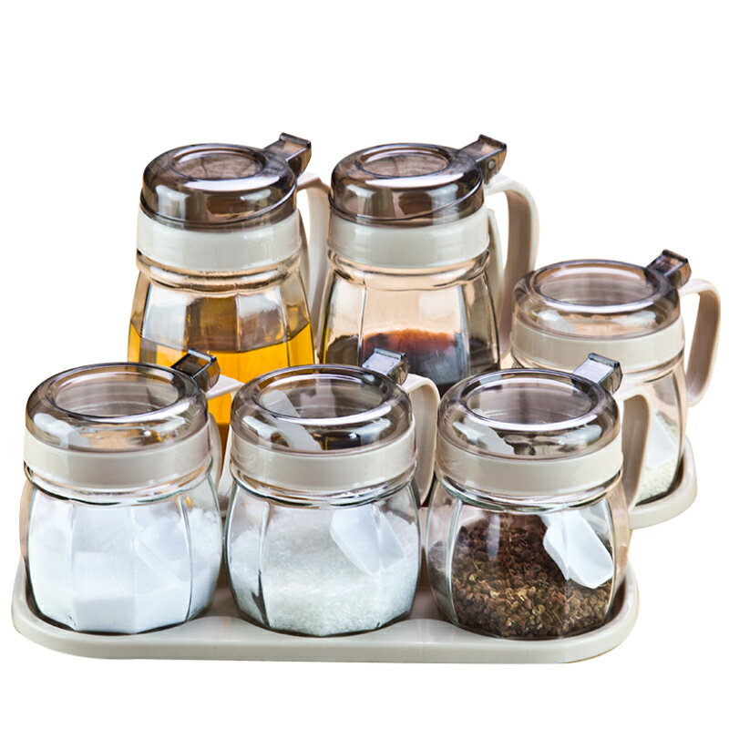 廚房調料盒套裝家用組合裝調料罐子鹽罐味精調味罐調料瓶玻璃油壺