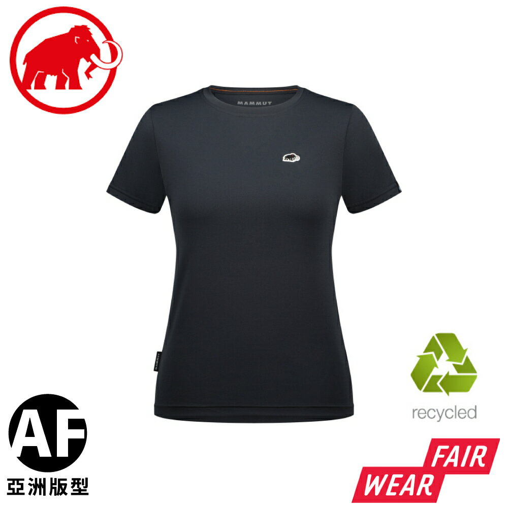 【MAMMUT 長毛象 女 Essential AF 防曬短袖T恤《黑 PRT1》】1017-05090/圓領短袖