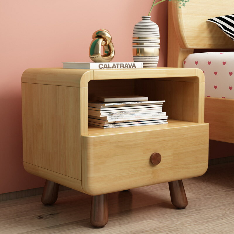 實木床頭櫃現代抽屜式玩具收納櫃兒童創意家用床邊置物櫃簡易小櫃
