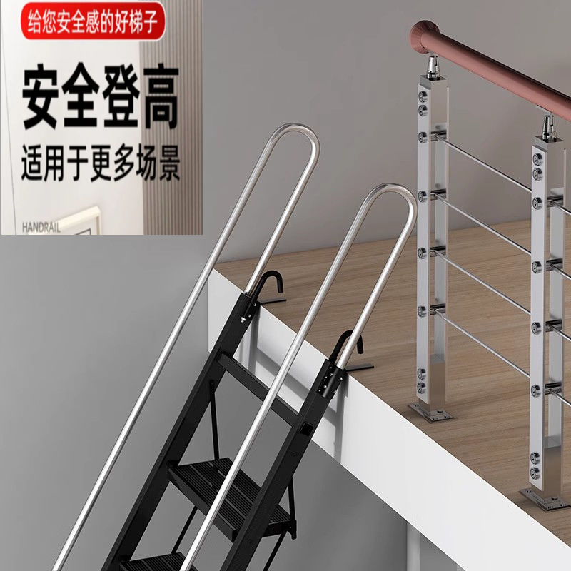 梯子 折疊梯 公司貨 免運/開發票 家用鋁合金閣樓梯子十步扶梯室內外加厚工程梯移動折疊車庫閣樓梯 快速出貨 3