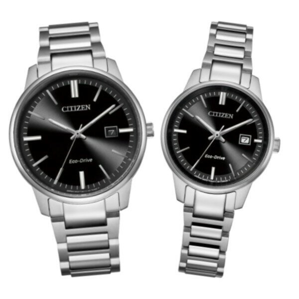 CITIZEN星辰錶 BM7521-85E+EW2591-82E 現代簡約光動能腕錶/ 黑麵 39mm+29mm｜樂天全館特惠中★指定刷卡回饋10%