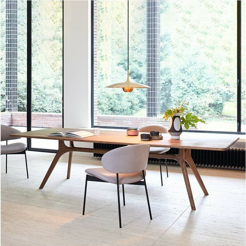 北歐實木簡約餐桌創意設計師洽談桌書桌辦公會議桌客廳長桌工作臺