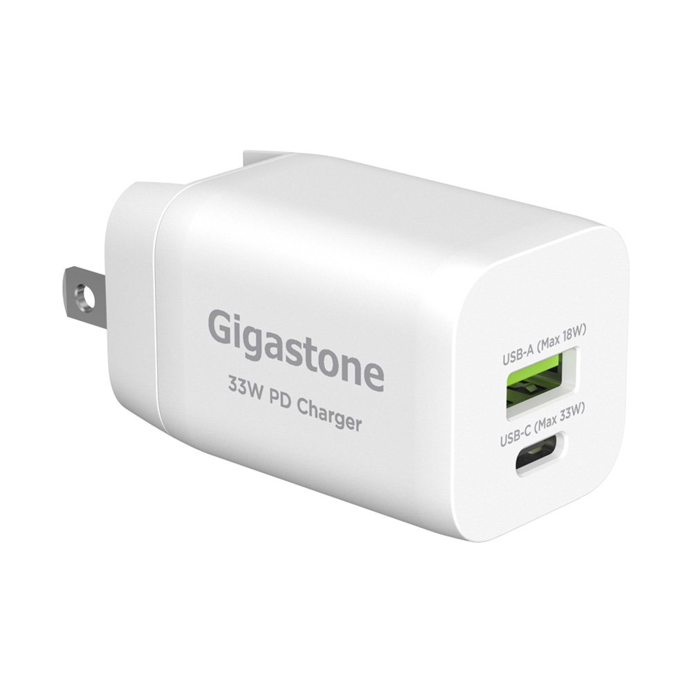 GIGASTONE PD/QC3.0 33W雙孔急速快充組-白【九乘九購物網】