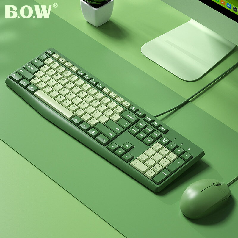 BOW航世K160U有線鍵盤USB辦公家用靜音臺式電腦通用輕盈打字舒適