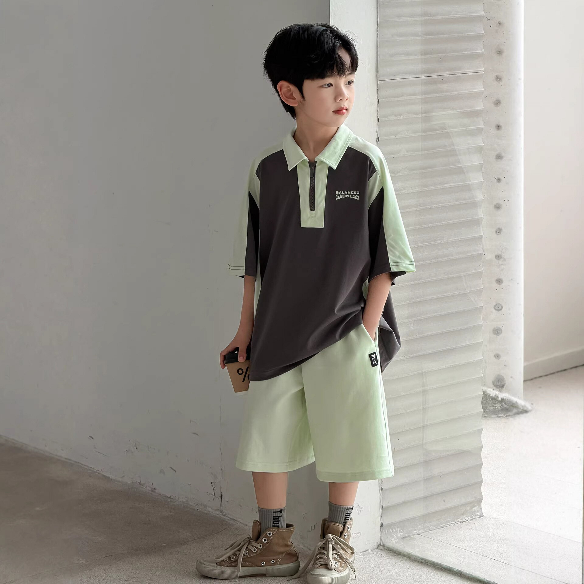 男童夏裝套裝2026新款中大兒童夏季薄POLO衫短袖衣服男孩夏款潮牌#Hi, 享樂百貨#