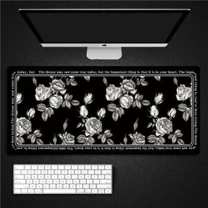 法式系列黑底玫瑰 超大辦公桌防滑電腦桌墊
