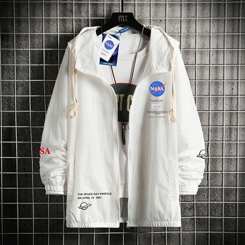 NASA聯名外套男夏季薄款冰絲防曬衣透氣防紫外線戶外釣魚防曬衣服