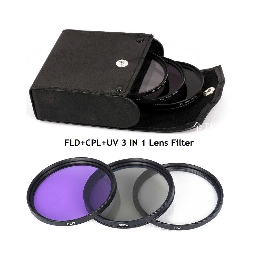 【全球優品匯】三合一濾鏡套裝UV保護CPL偏振FLD熒光鏡佳能尼康索尼單反微單通用