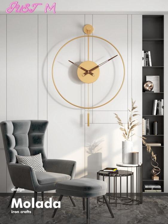 掛鐘客廳鐘錶西班牙時鐘極簡裝飾掛鐘現代簡約大氣網紅壁鐘掛墻免打孔 JUST M