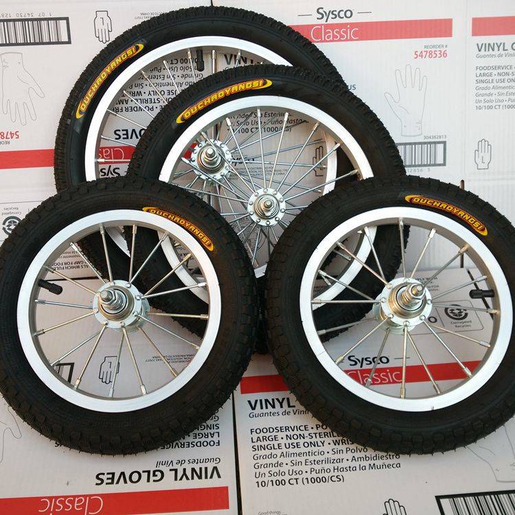 兒童自行車配件大全12寸14 16 18鋼圈車輪子 前輪后輪平衡車輪胎