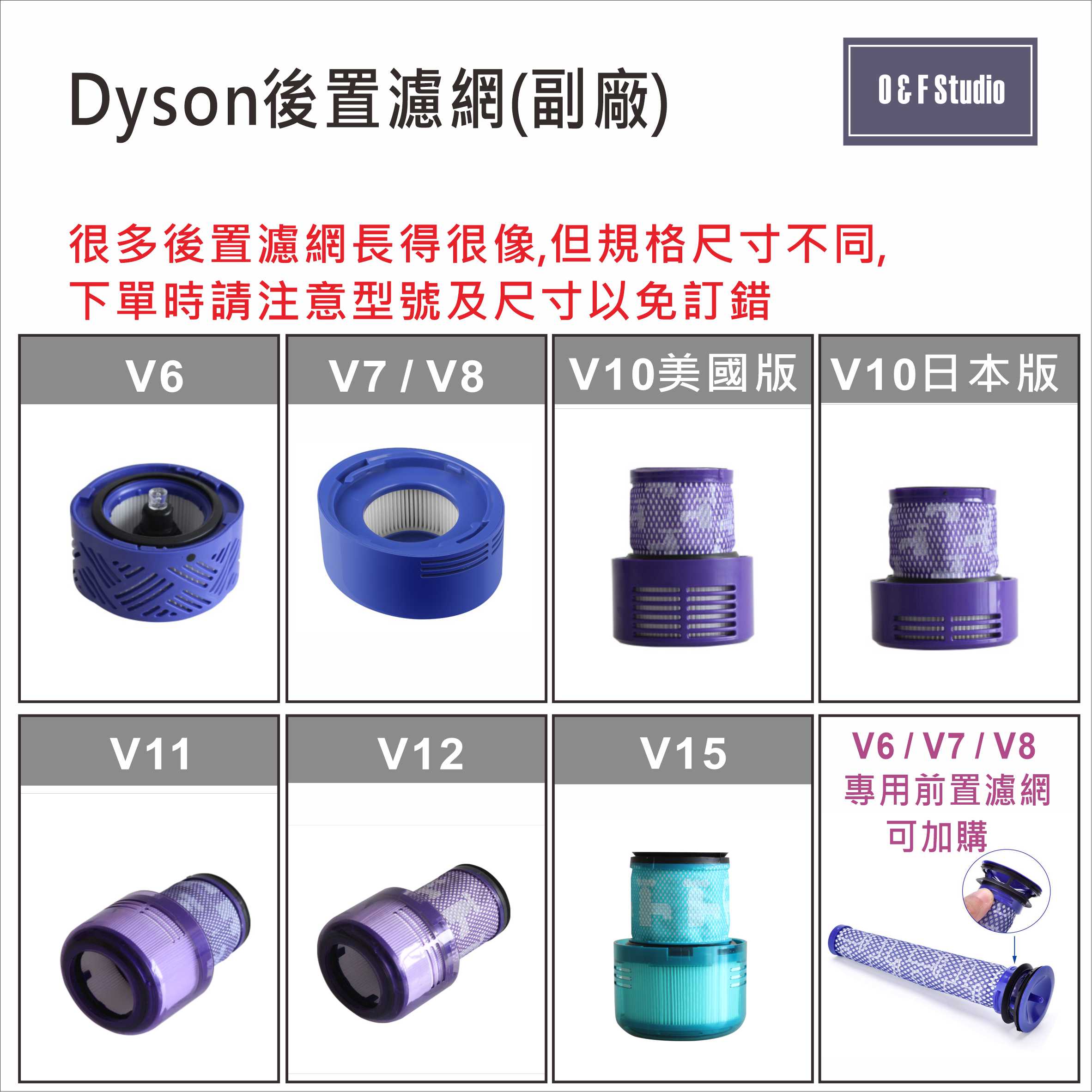 Dyson 戴森V6 V7 V8 V10 V11 V12 V15 後置濾網-副廠濾芯 台灣現貨 居家達人DS002-28