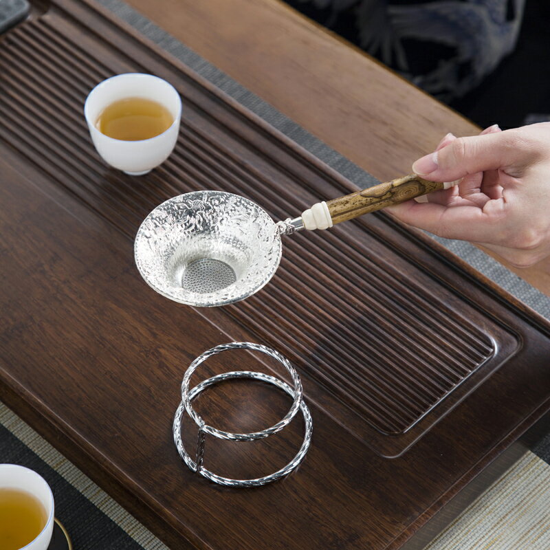 晟窯純錫茶漏日式手工錘紋濾茶器茶葉過濾網創意茶隔功夫茶具配件