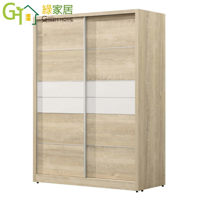 APP下單享點數9%｜【綠家居】亞果雙色4.8尺推門衣櫃(內含穿衣鏡面)