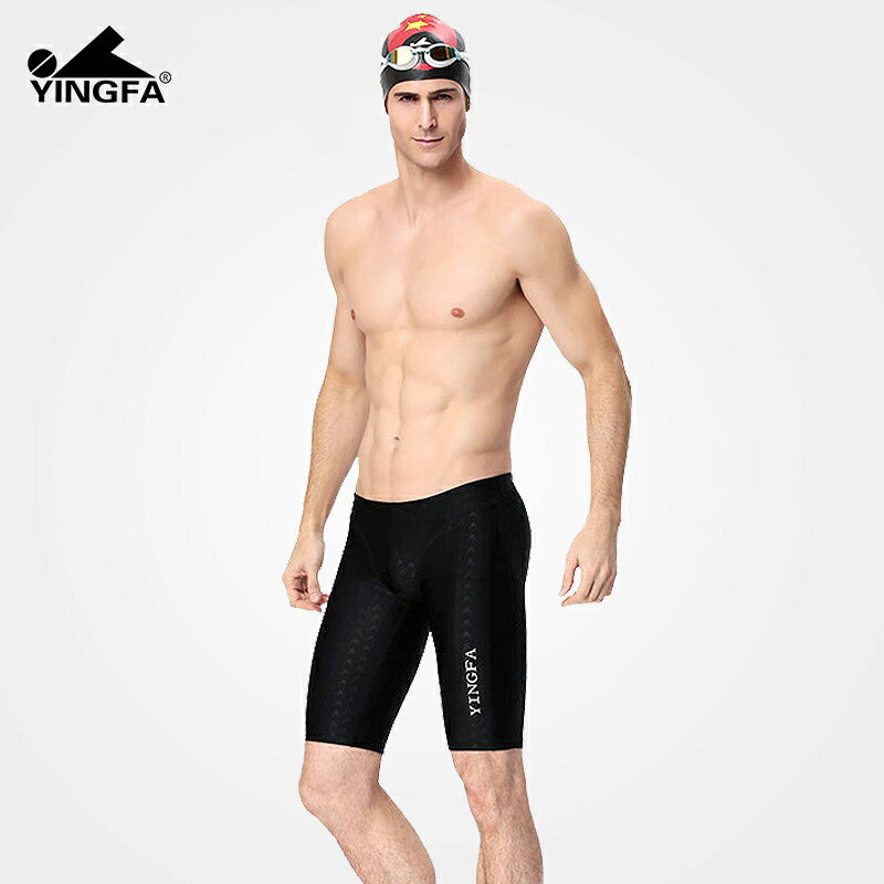 英發新款比賽專業男士運動游泳衣 仿鯊魚皮平角五分泳褲