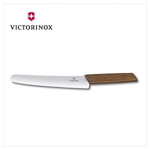 VICTORINOX 瑞士維氏 Swiss Modern 麵包和糕點刀 22cm 胡桃木 6.9070.22WG