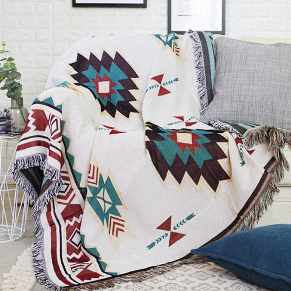 美麗大街 北歐幾何圖案網紅加厚雙面沙發毯子沙發巾床單毯【110042461】