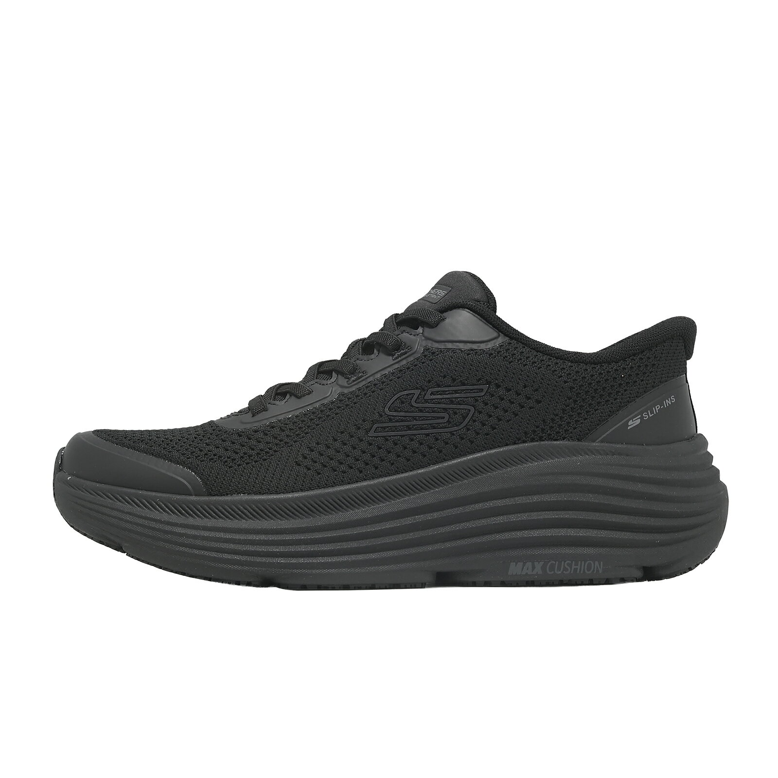 Skechers 工作鞋 Max Cushioning Slip-Ins 男鞋 黑 彈性鞋帶 厚底 200464BLK